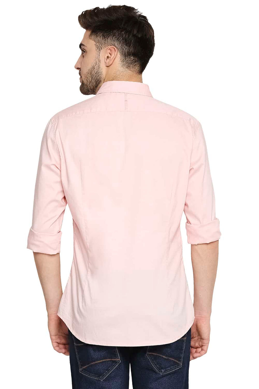 BASICS SLIM FIT POWDER PEACH OXFORD SHIRT