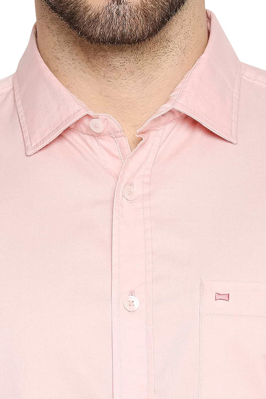 BASICS SLIM FIT POWDER PEACH OXFORD SHIRT