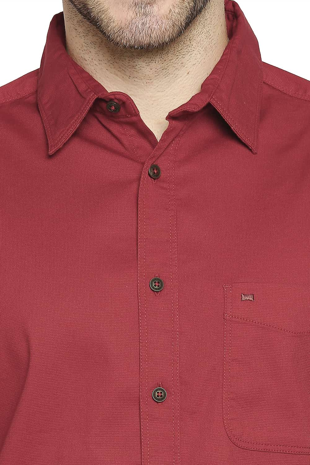 BASICS SLIM FIT DOBBY STRETCH SHIRT