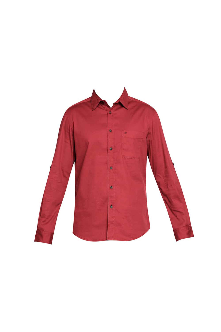 BASICS SLIM FIT TANGO RED DOBBY STRETCH SHIRT