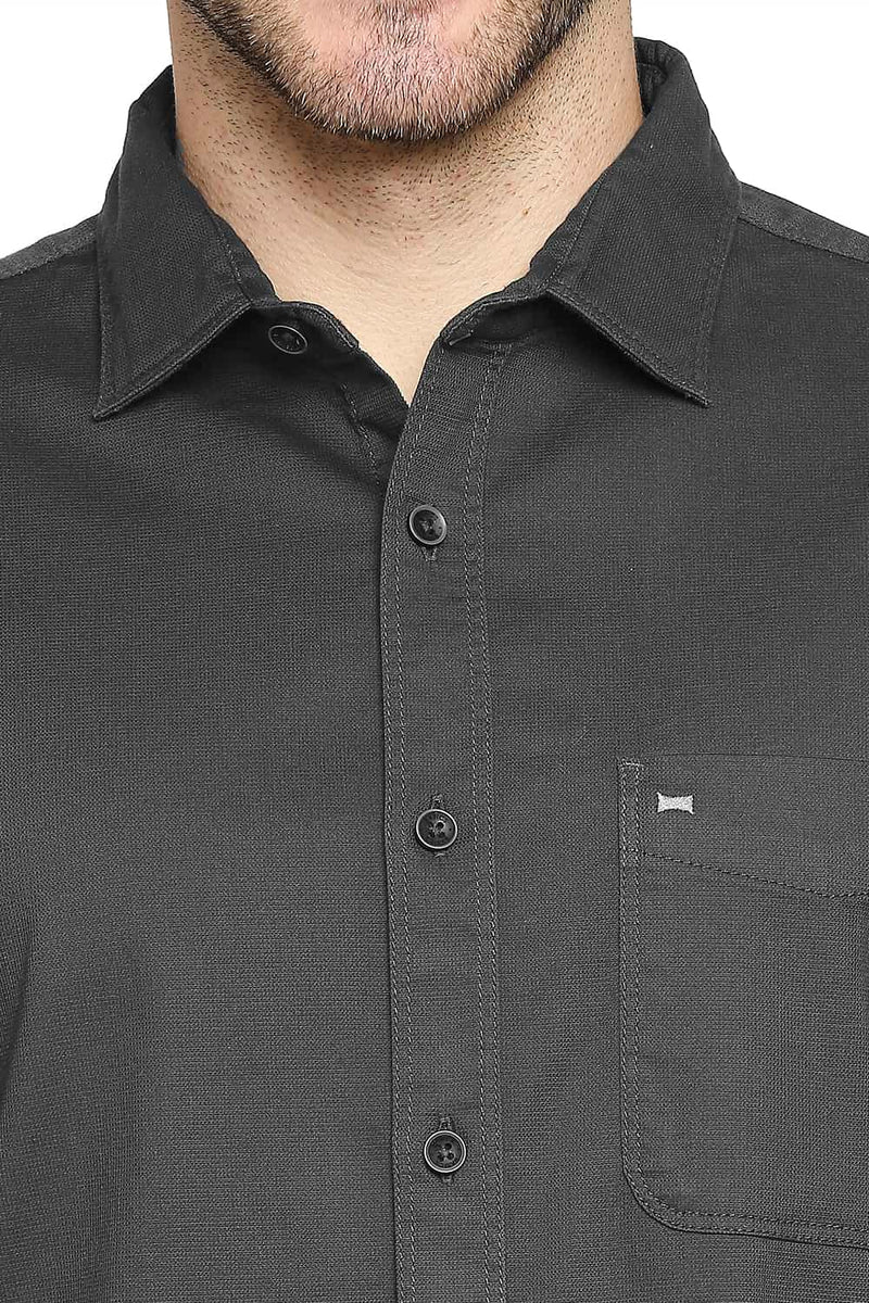 BASICS SLIM FIT DOBBY STRETCH SHIRT