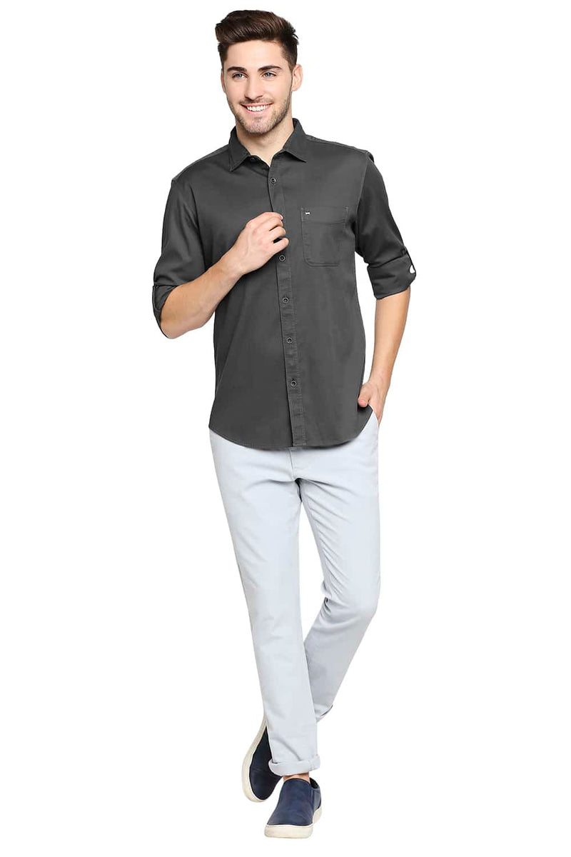 BASICS SLIM FIT DOBBY STRETCH SHIRT