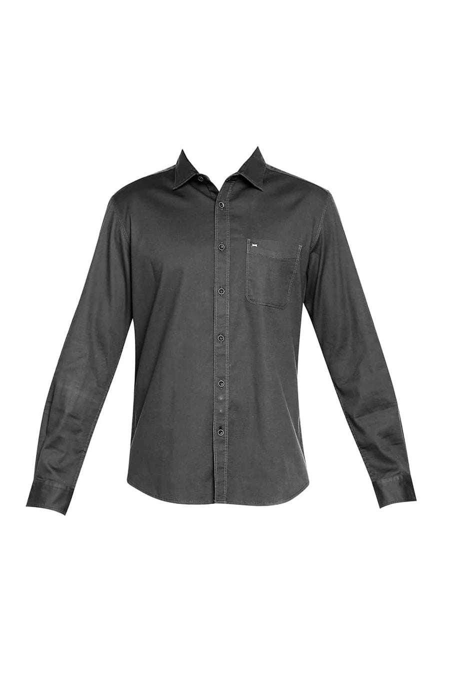 BASICS SLIM FIT EBONY GREY DOBBY STRETCH SHIRT