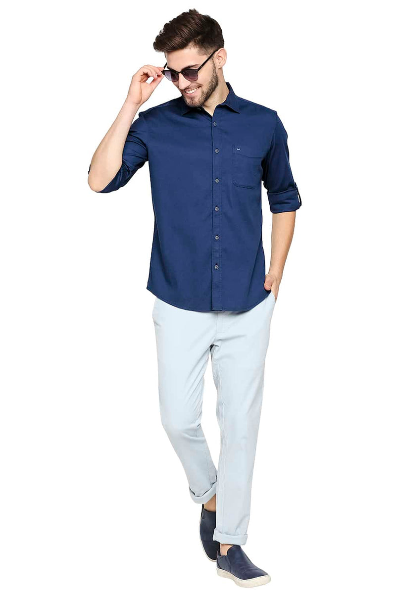 BASICS SLIM FIT DOBBY STRETCH SHIRT