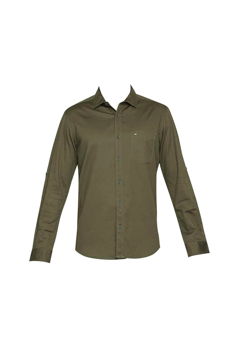 BASICS SLIM FIT DOBBY STRETCH SHIRT