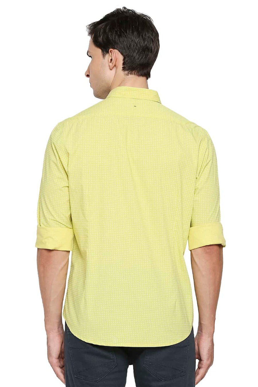 BASICS SLIM FIT LINDEN GREEN PRINTED SHIRT