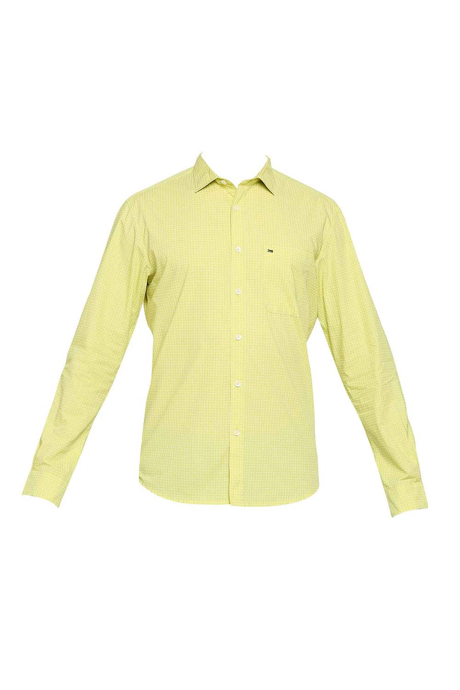 BASICS SLIM FIT LINDEN GREEN PRINTED SHIRT