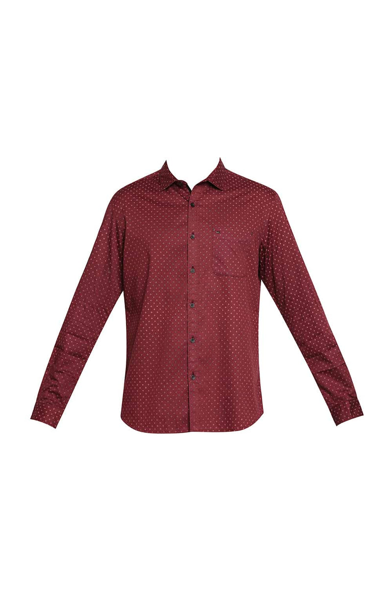 BASICS SLIM FIT SATIN PRINTED SHIRT