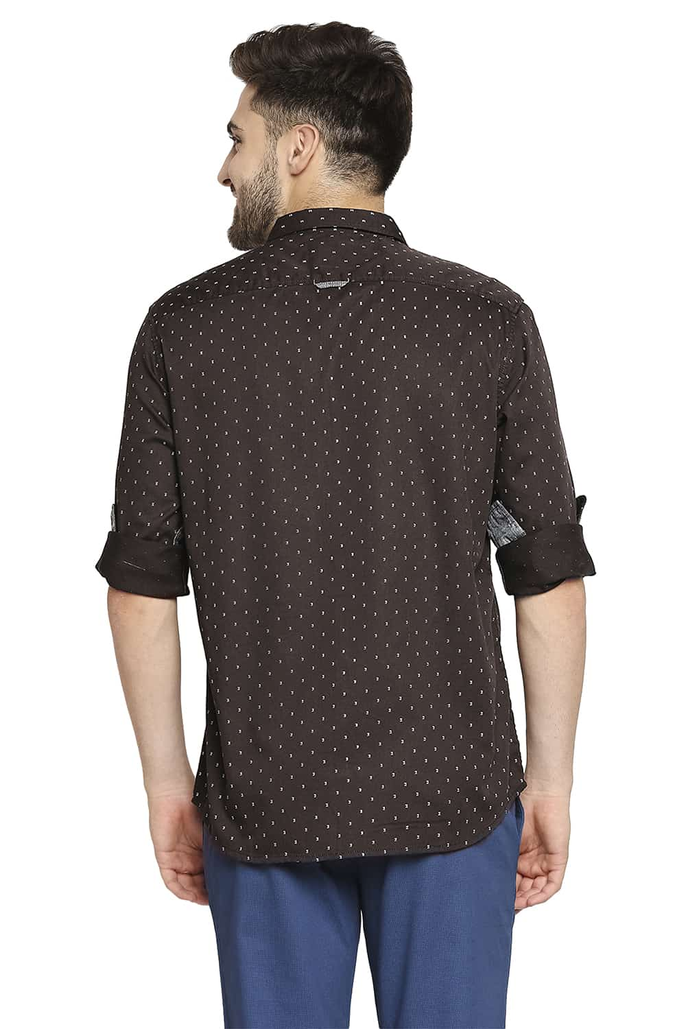 BASICS SLIM FIT SATIN PRINTED SHIRT