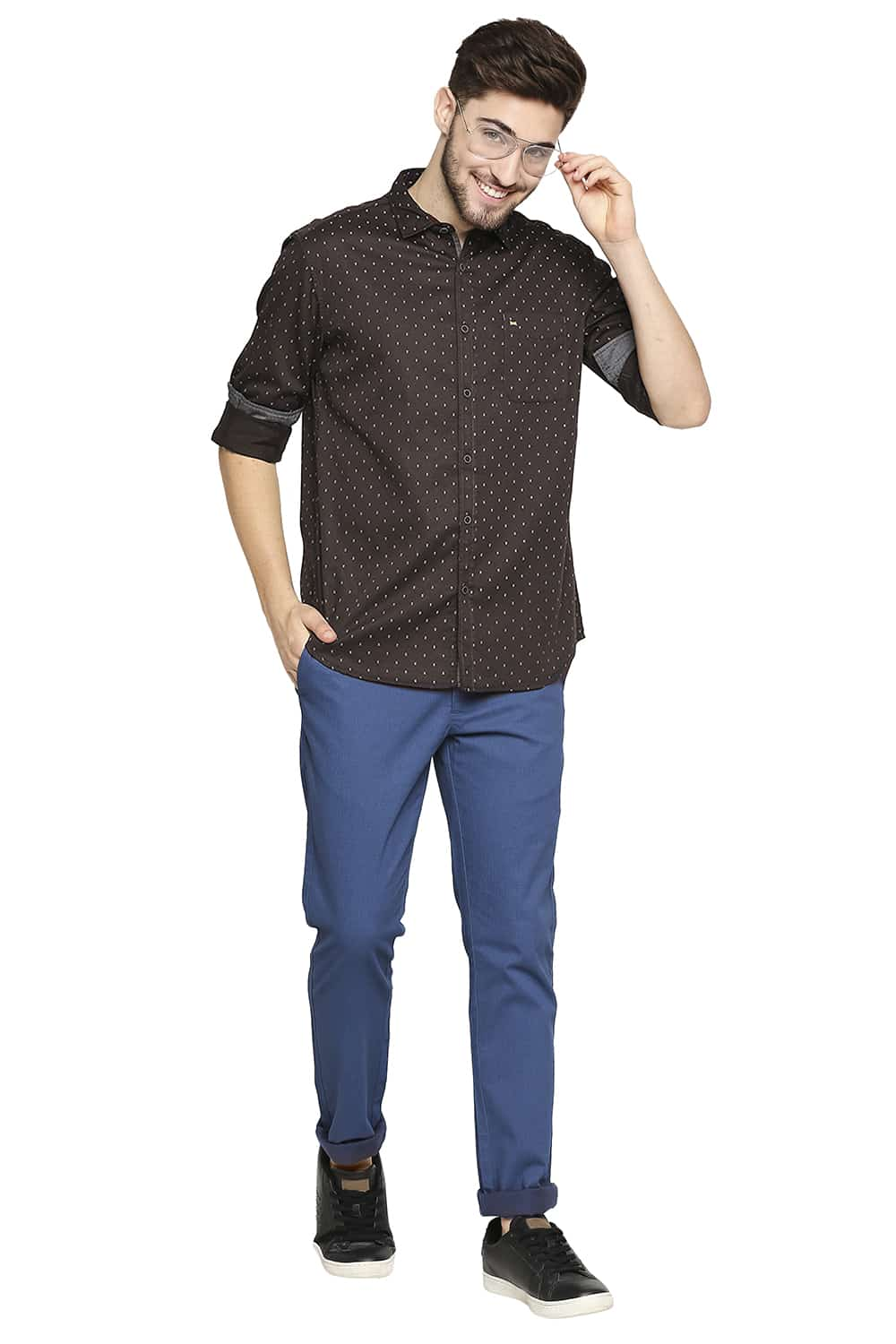 BASICS SLIM FIT SATIN PRINTED SHIRT