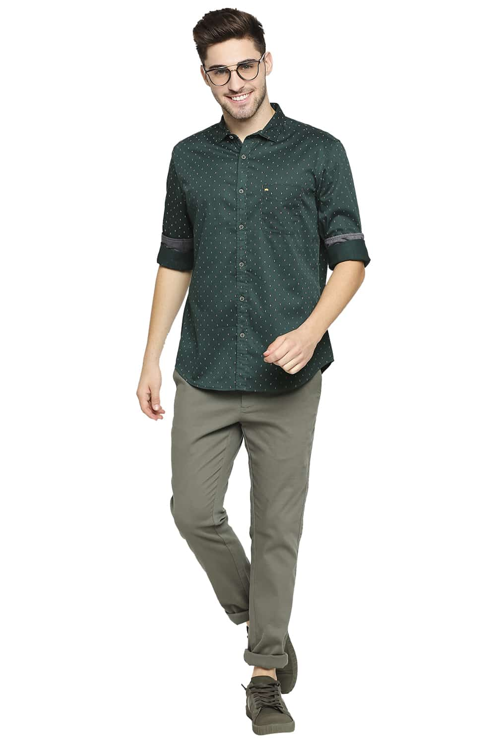 BASICS SLIM FIT SATIN PRINTED SHIRT