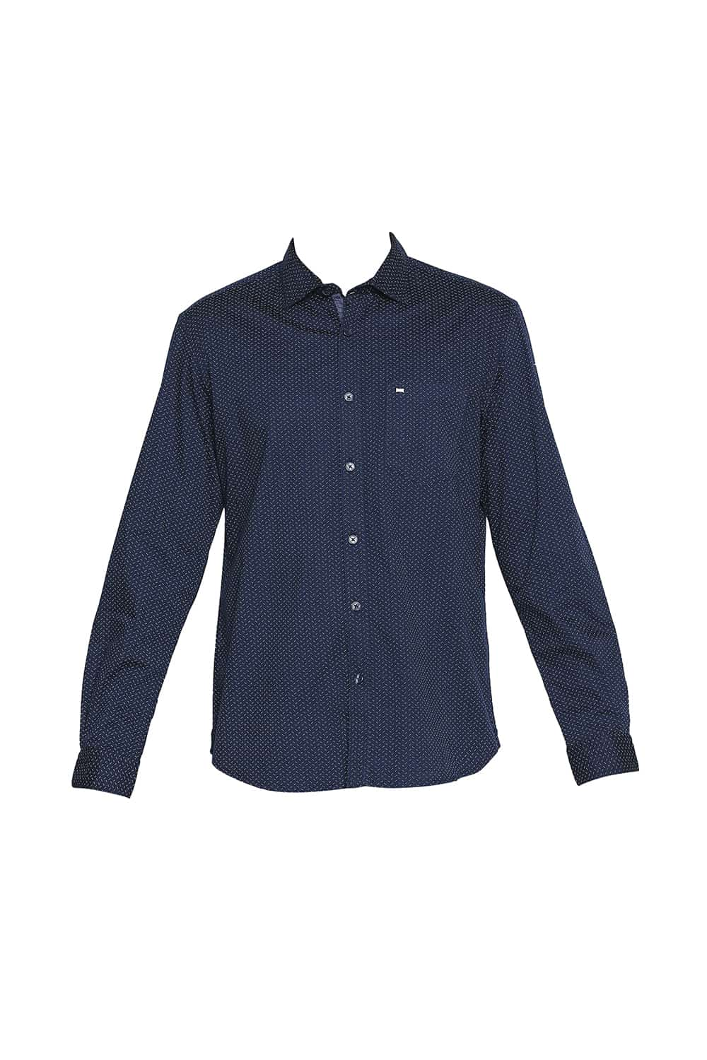 BASICS SLIM FIT PRINTED STRETCH SHIRT