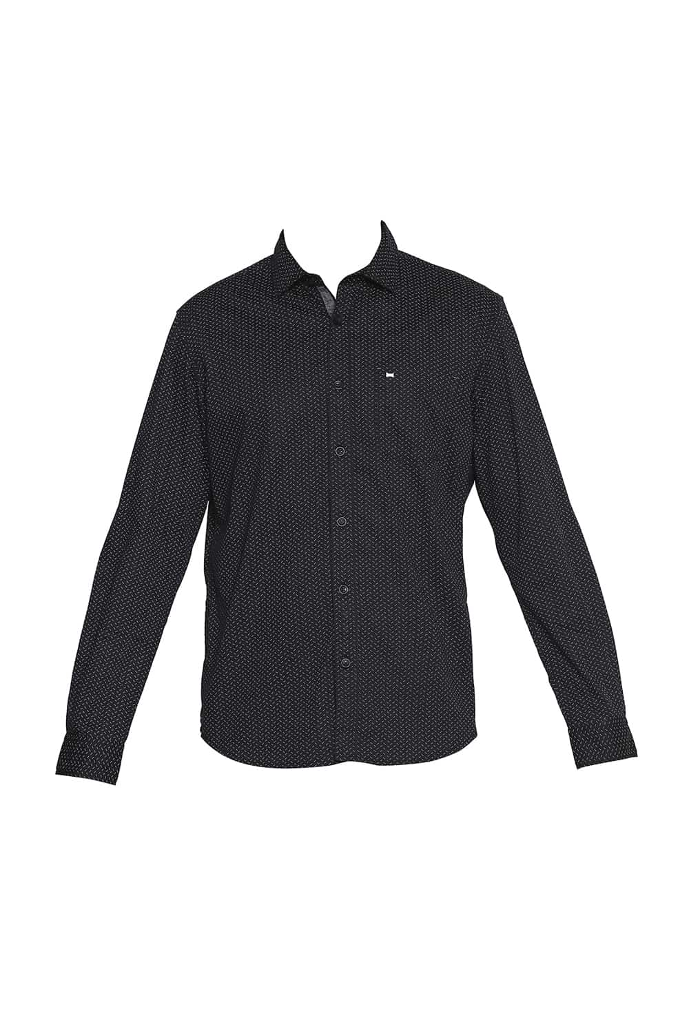 BASICS SLIM FIT PRINTED STRETCH SHIRT