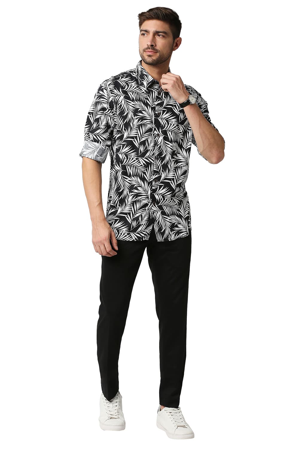 BASICS SLIM FIT PRINTED SHIRT