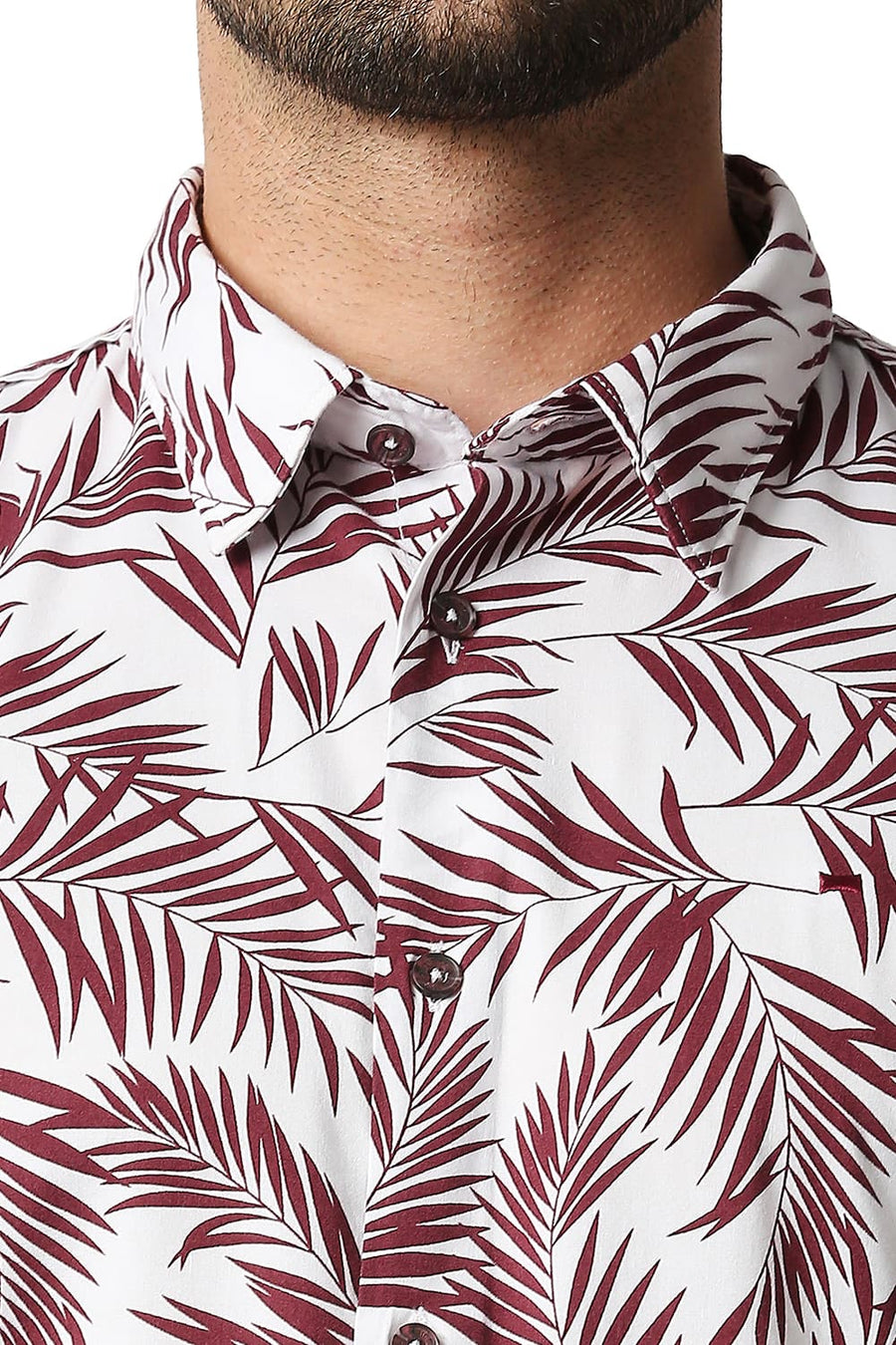 BASICS SLIM FIT TAWNY MAROON PRINTED SHIRT