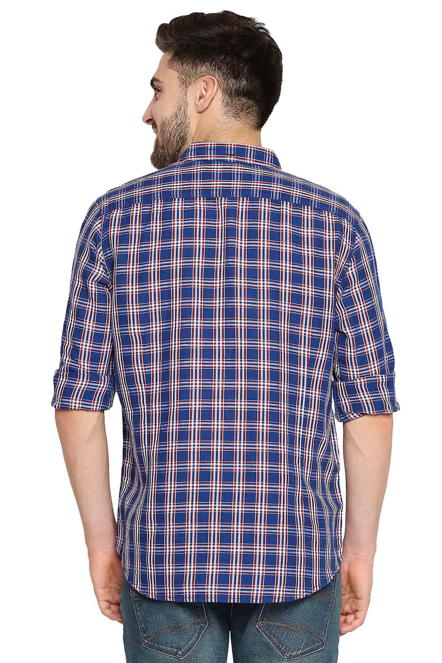 BASICS SLIM FIT CLASSIC BLUE CHECKS SHIRT