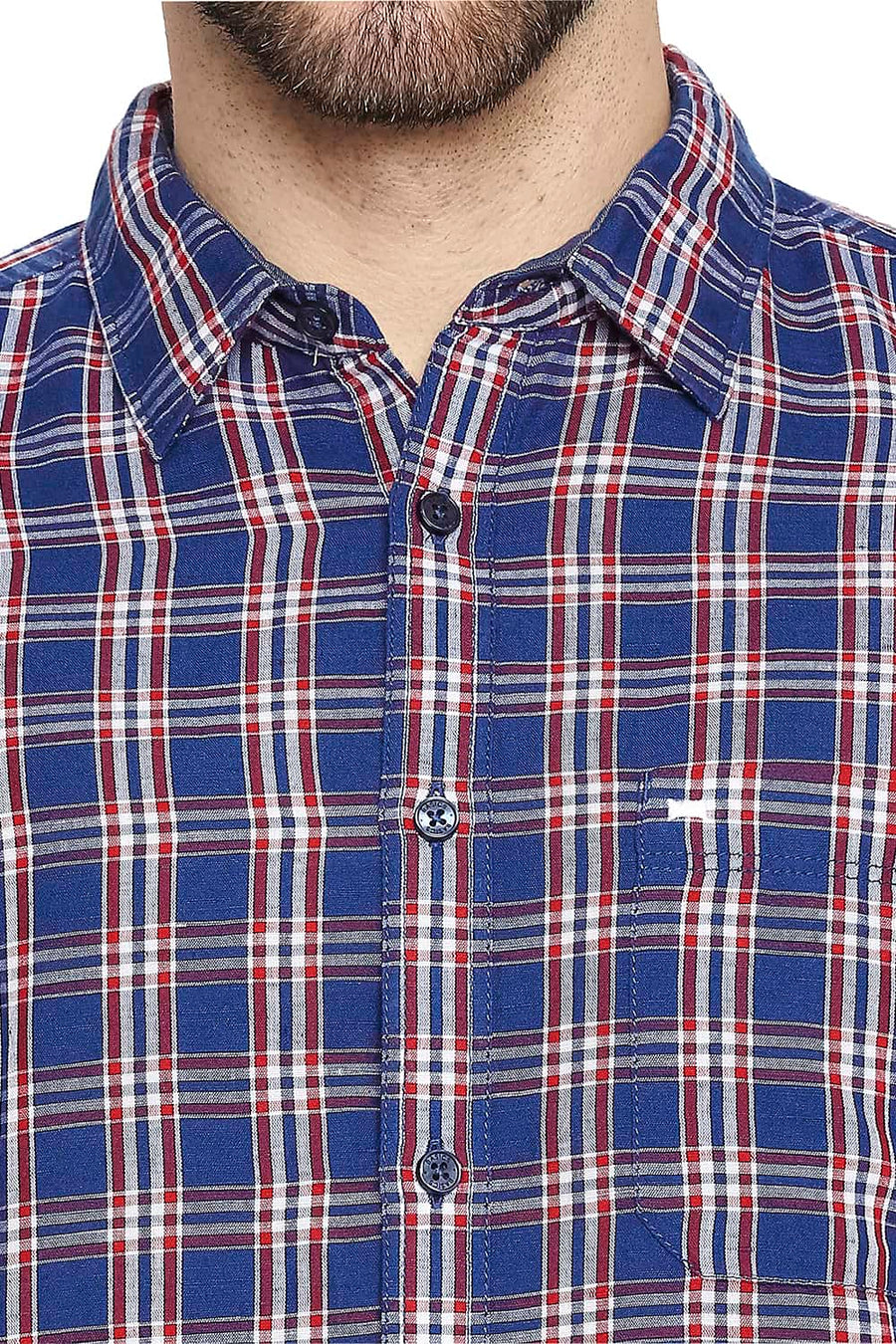 BASICS SLIM FIT CLASSIC BLUE CHECKS SHIRT
