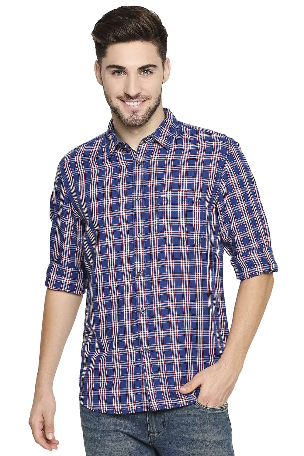 BASICS SLIM FIT CHECKS SHIRT