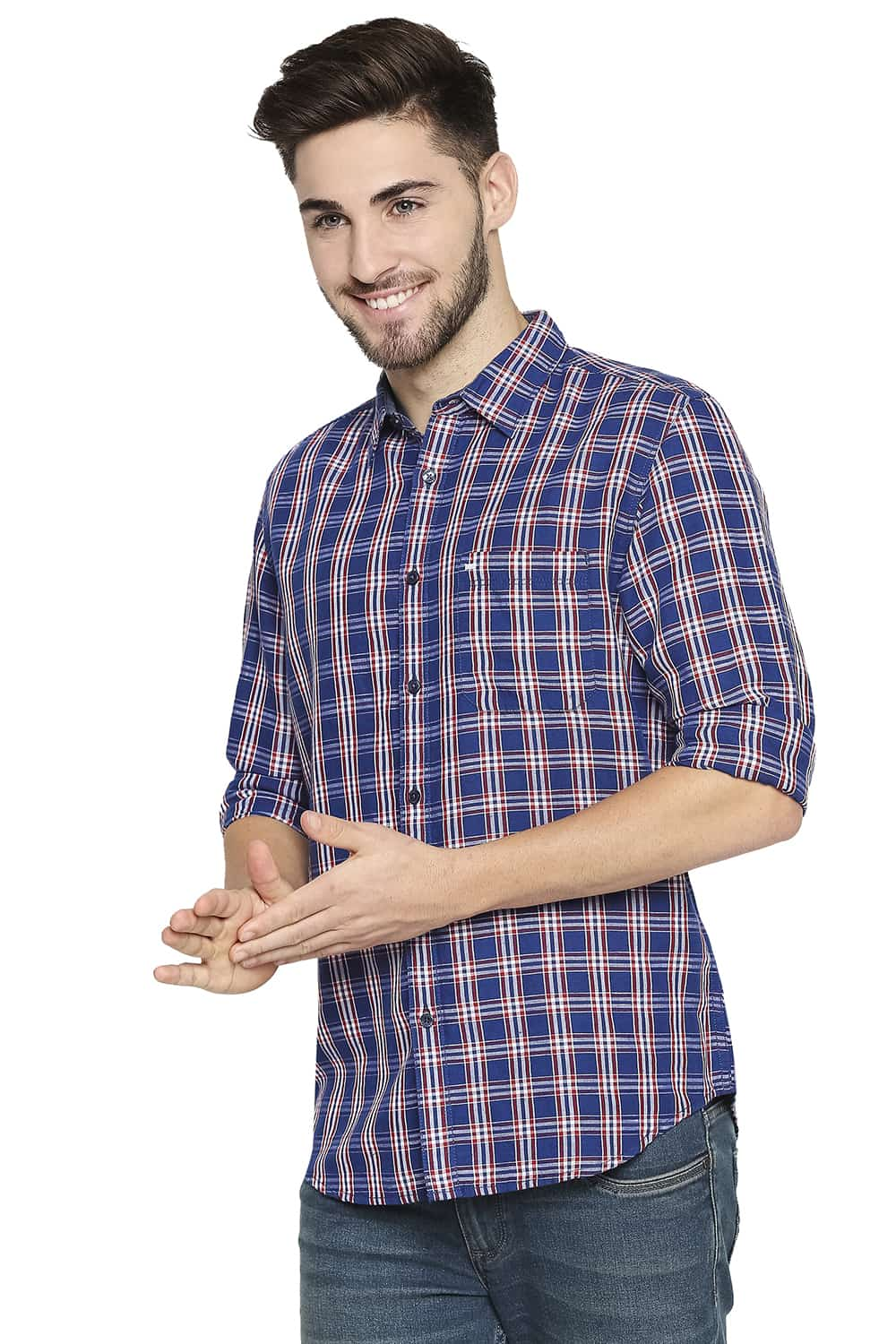 BASICS SLIM FIT CHECKS SHIRT