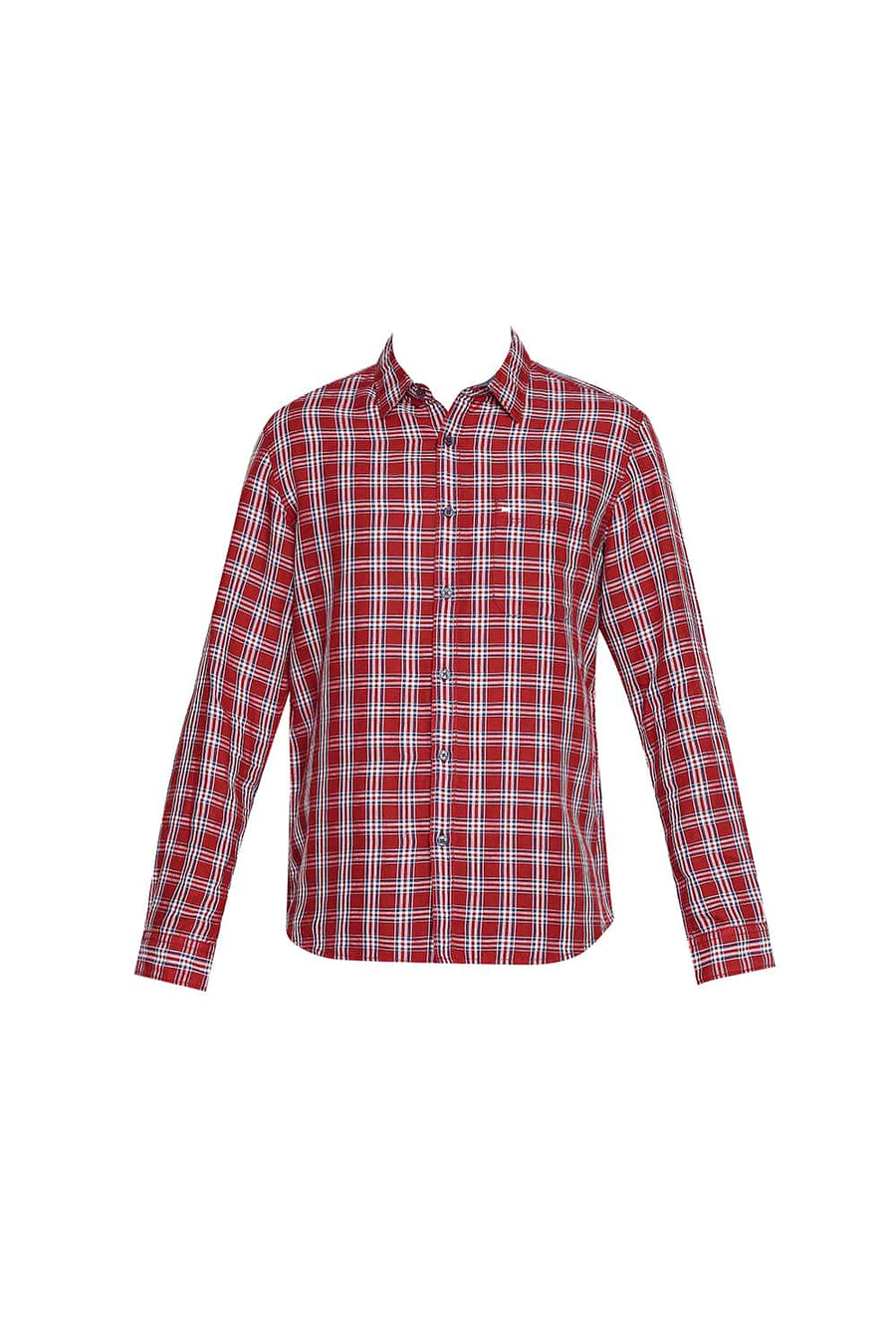 BASICS SLIM FIT MARS RED CHECKS SHIRT