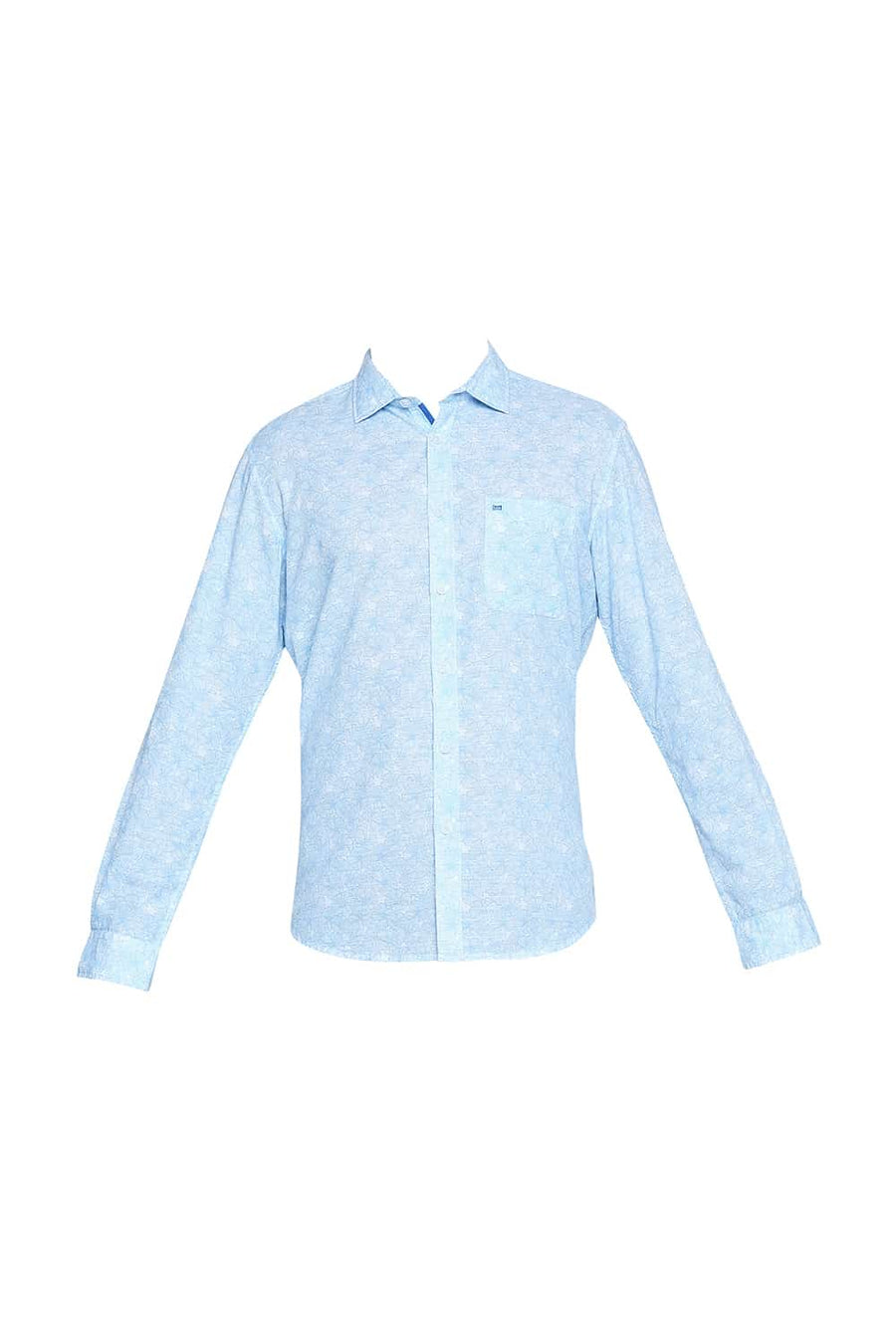 BASICS SLIM FIT GROTTO BLUE PRINTED SHIRT
