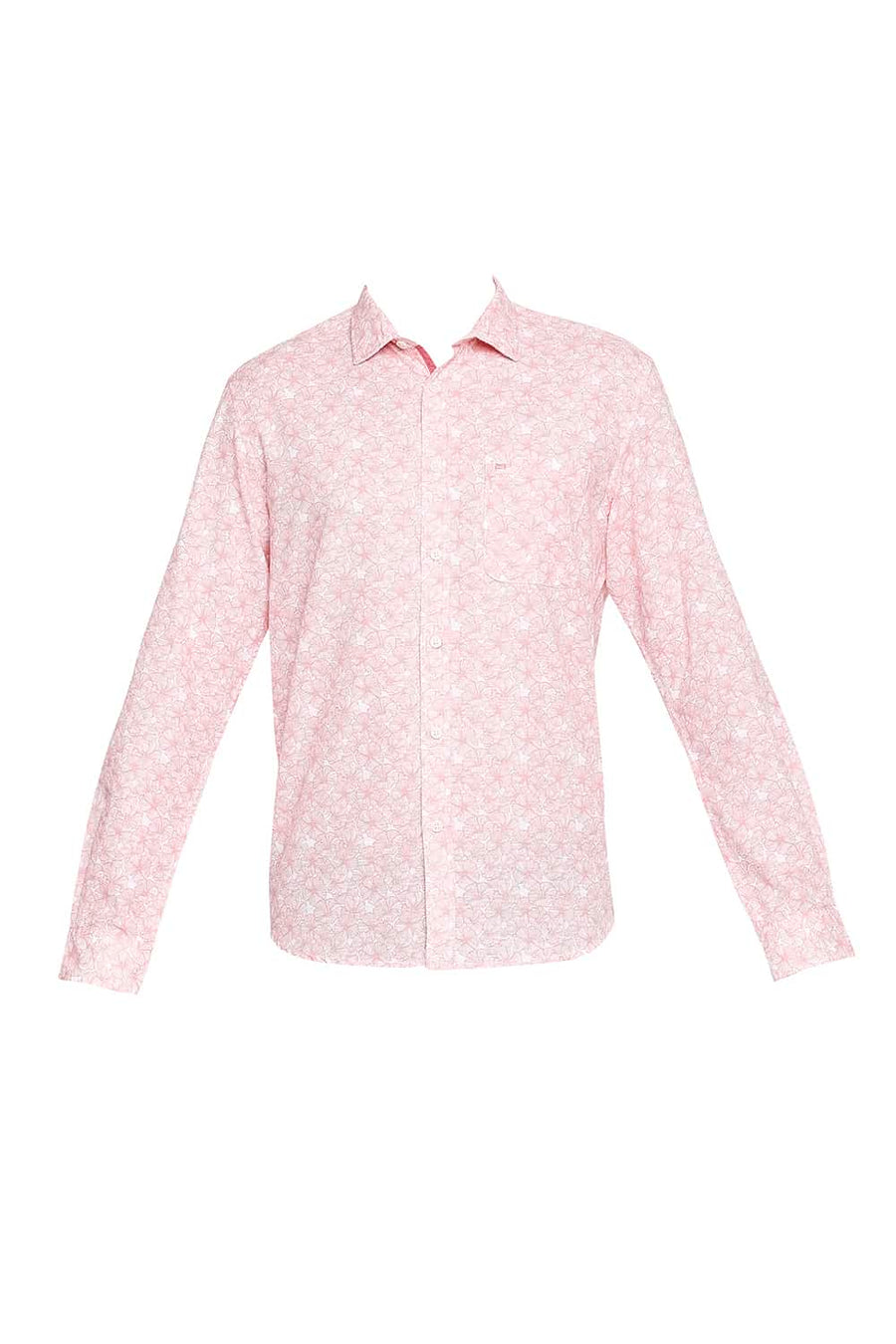 BASICS SLIM FIT LOBSTER PINK PRINTED SHIRT