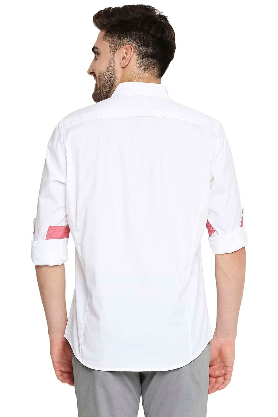 BASICS SLIM FIT SNOW WHITE STRETCH SHIRT
