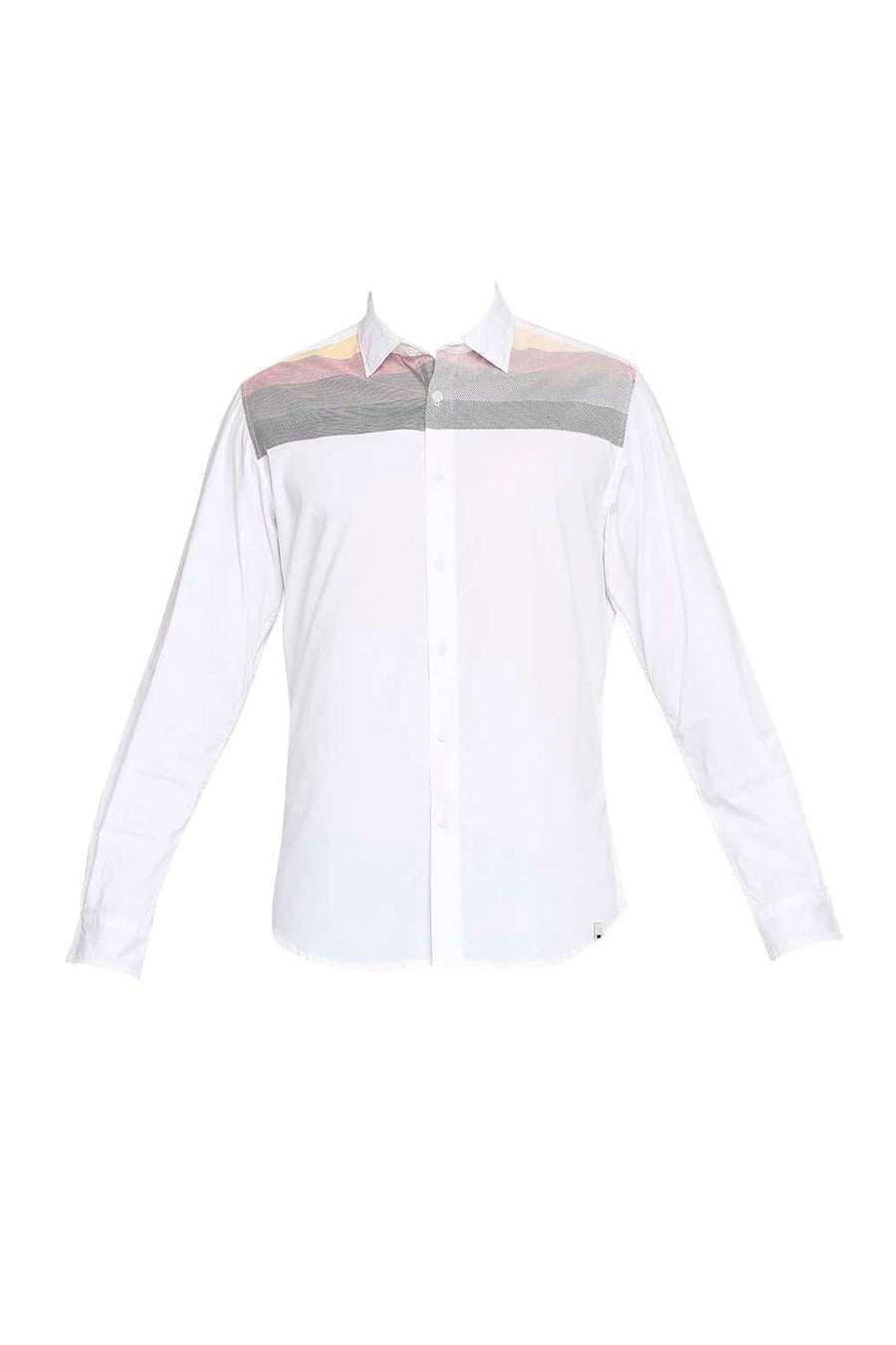 BASICS SLIM FIT SNOW WHITE STRETCH SHIRT
