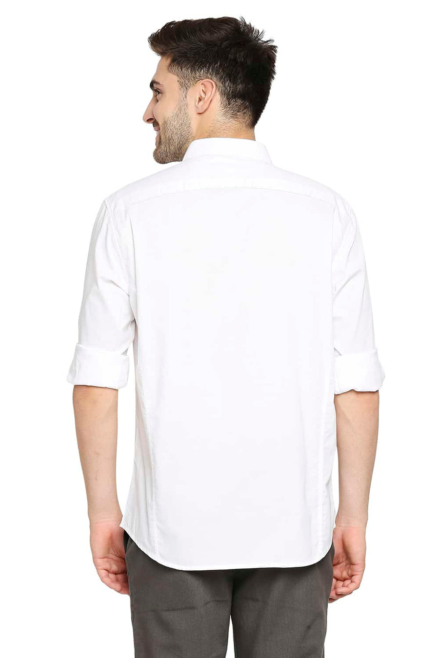 BASICS SLIM FIT SNOW WHITE OXFORD SHIRT