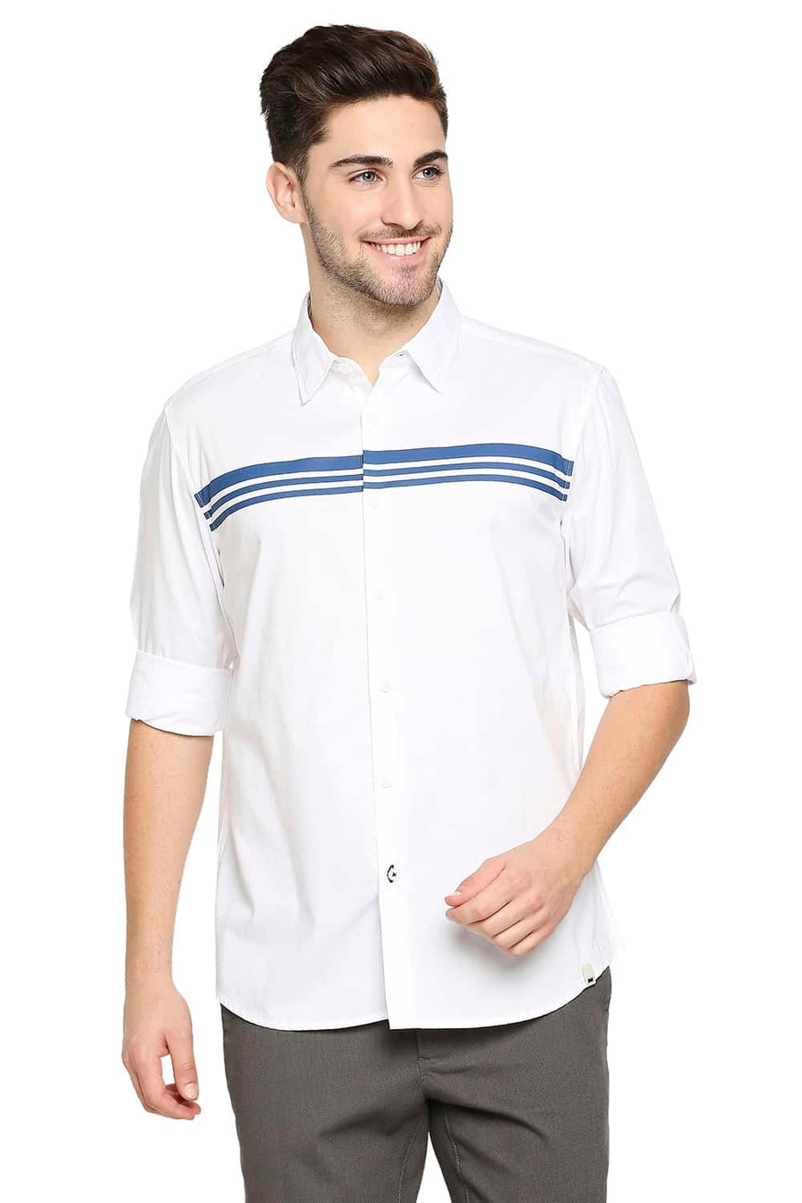 BASICS SLIM FIT SNOW WHITE OXFORD SHIRT