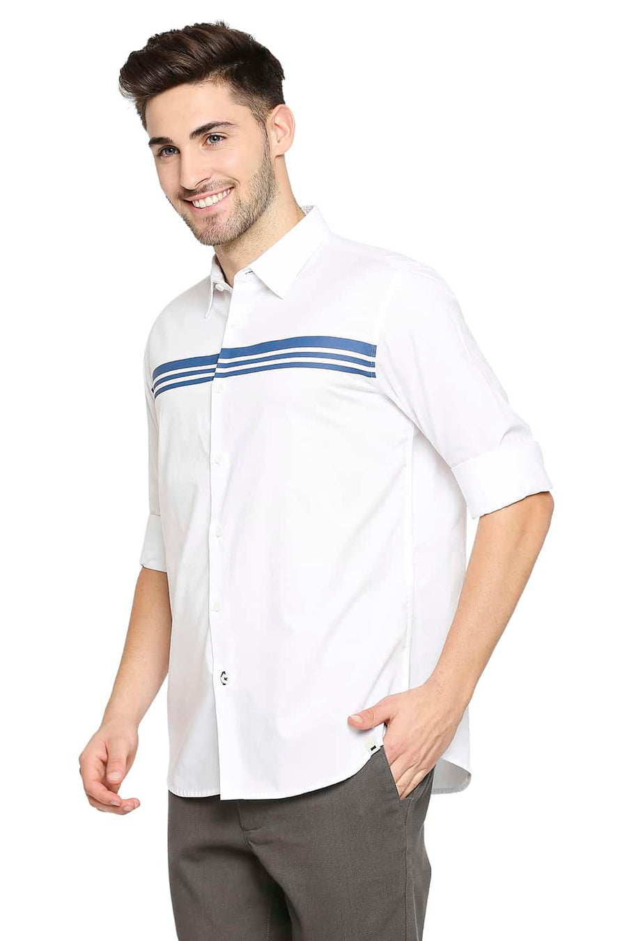 BASICS SLIM FIT SNOW WHITE OXFORD SHIRT