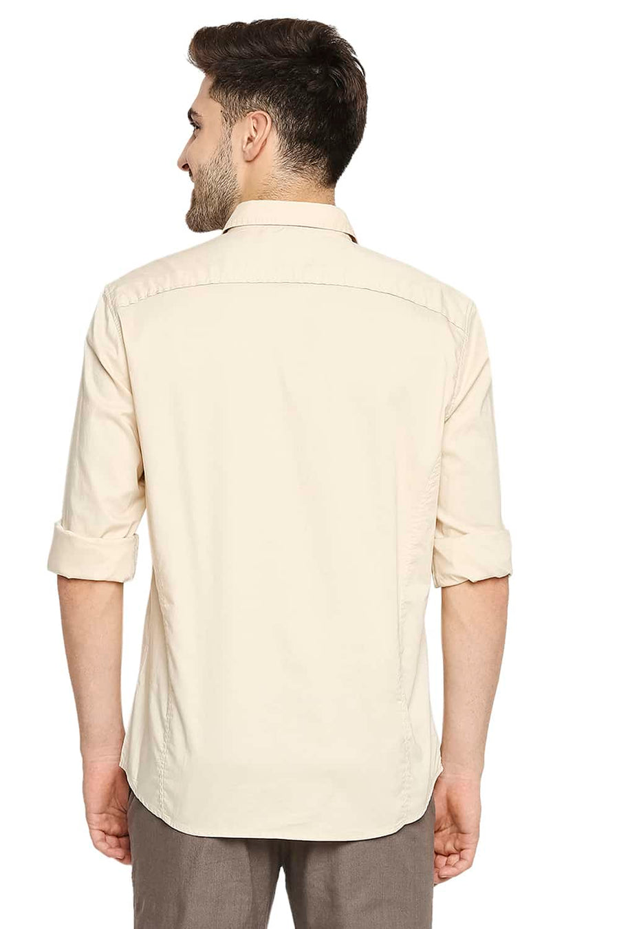 BASICS SLIM FIT SEMOLINA BEIGE OXFORD SHIRT