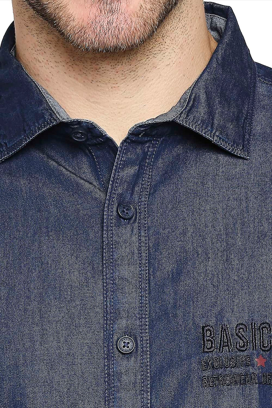 BASICS SLIM FIT MOON LIT NAVY INDIGO SHIRT