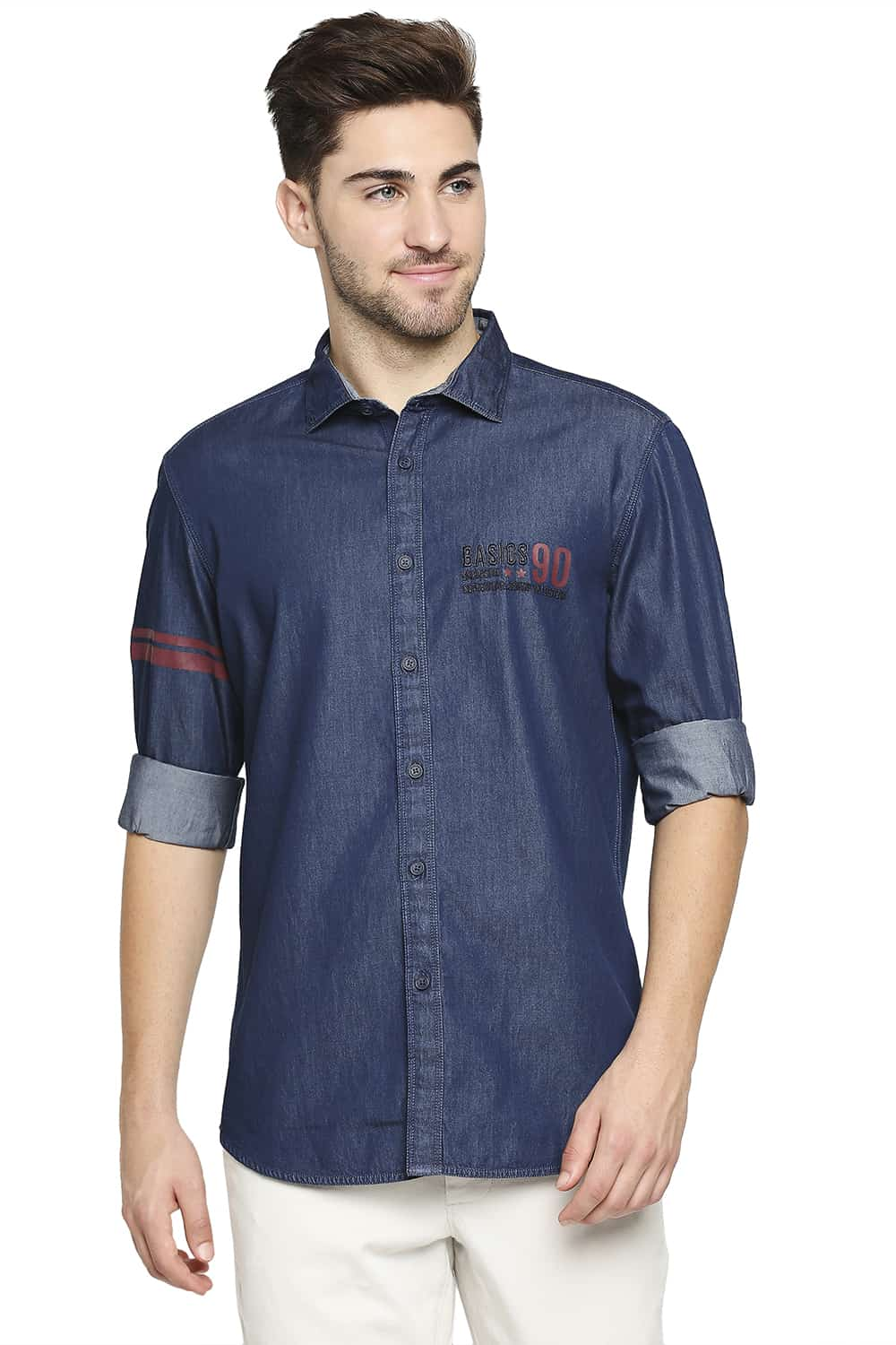 BASICS SLIM FIT INDIGO SHIRT