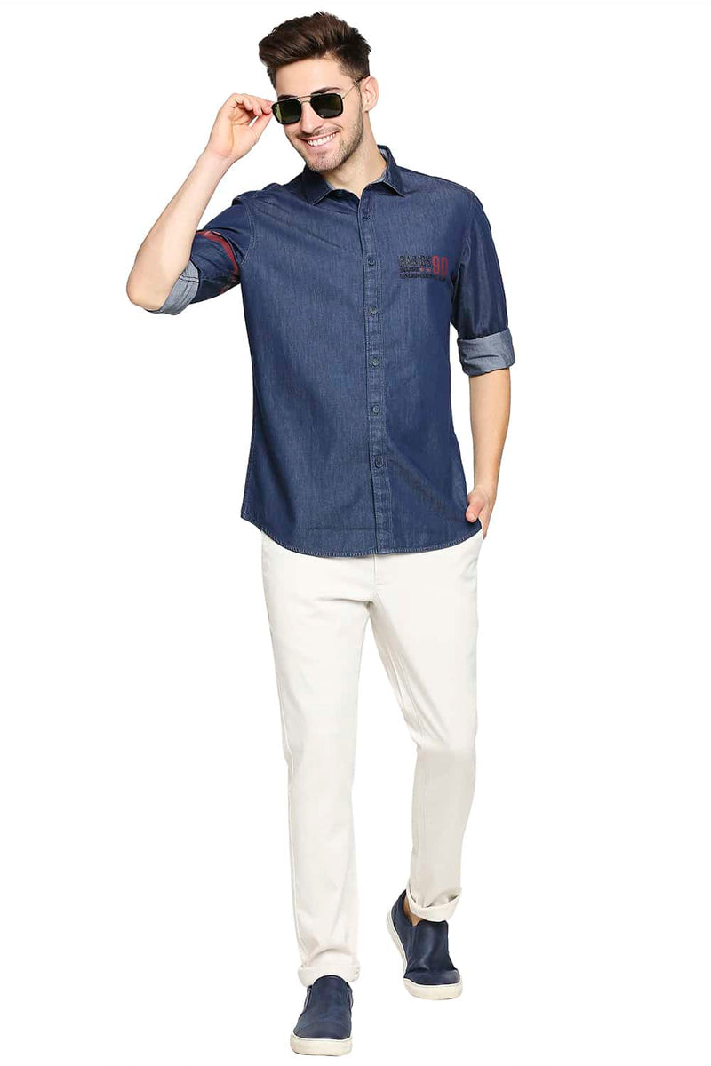 BASICS SLIM FIT INDIGO SHIRT