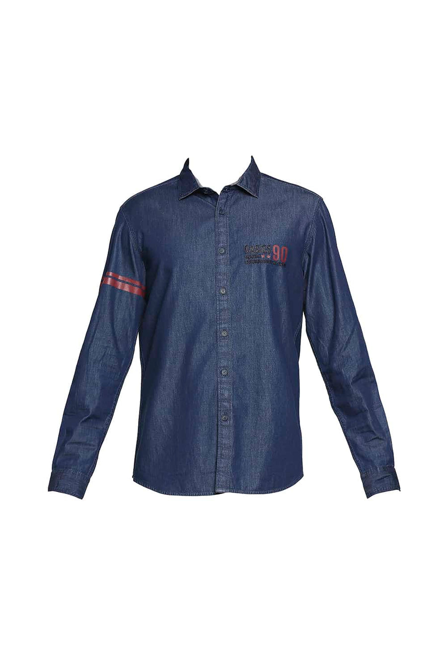 BASICS SLIM FIT MOON LIT NAVY INDIGO SHIRT