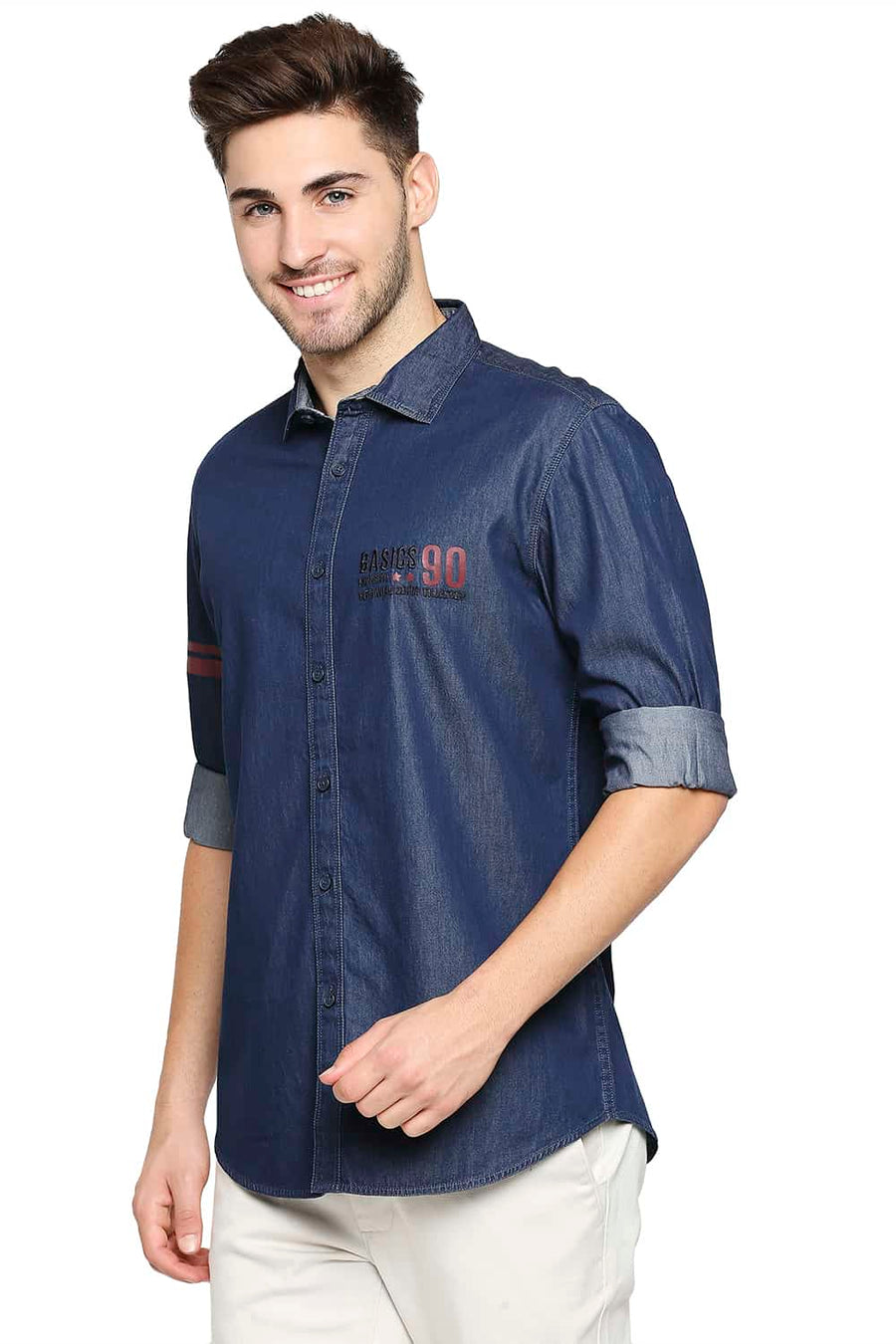 BASICS SLIM FIT MOON LIT NAVY INDIGO SHIRT