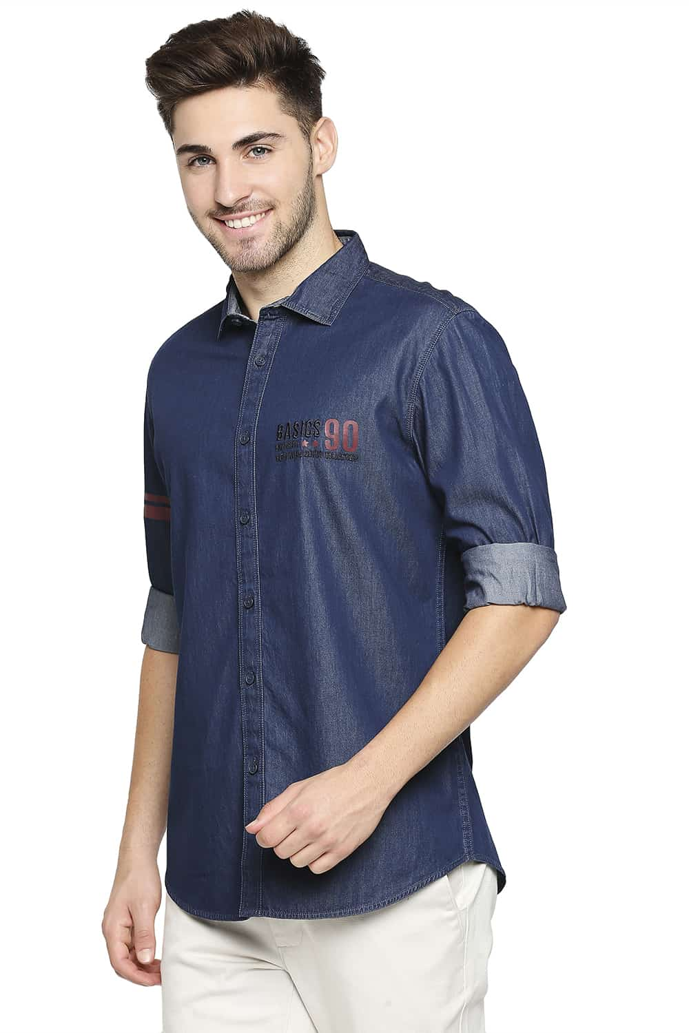 BASICS SLIM FIT INDIGO SHIRT