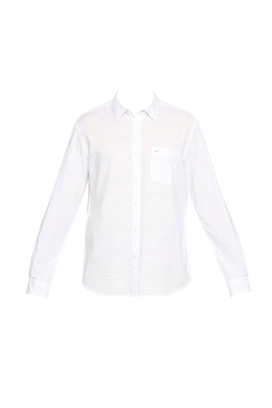 BASICS SLIM FIT BRIGHT WHITE DOBBY SHIRT