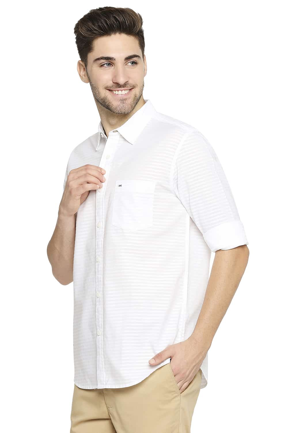 BASICS SLIM FIT DOBBY SHIRT