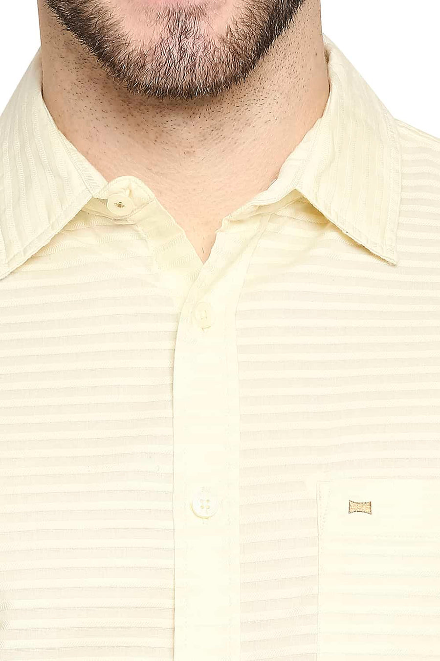 BASICS SLIM FIT TRANSPARENT YELLOW DOBBY SHIRT