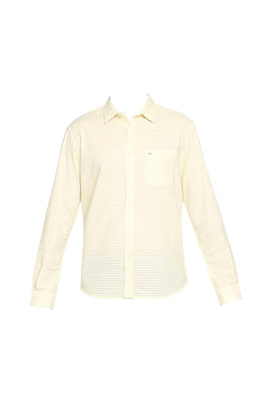 BASICS SLIM FIT TRANSPARENT YELLOW DOBBY SHIRT