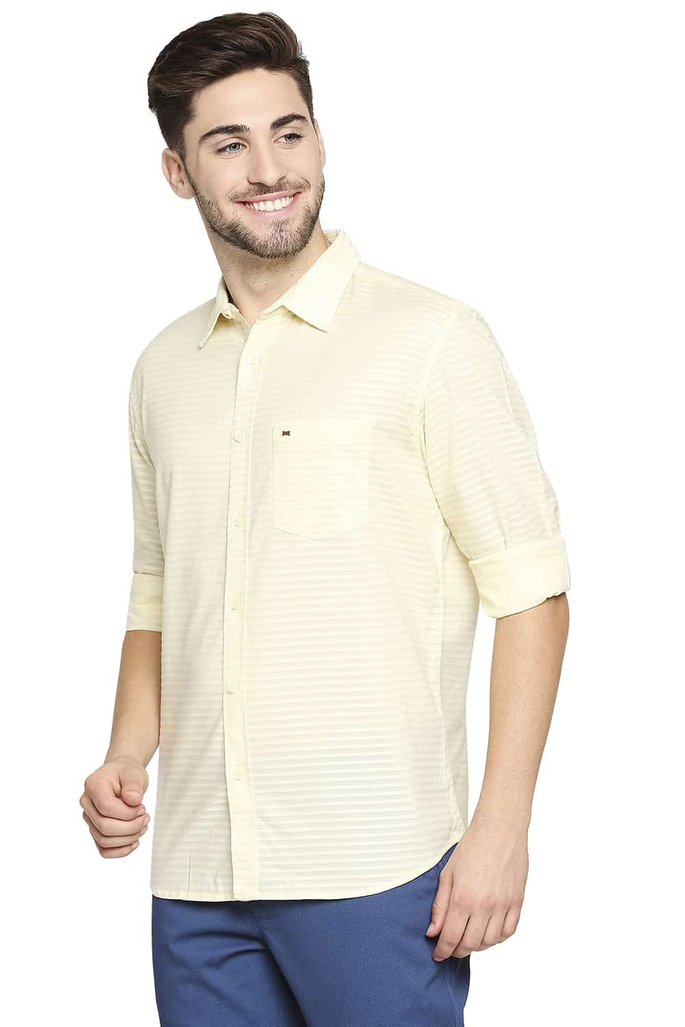 BASICS SLIM FIT DOBBY SHIRT