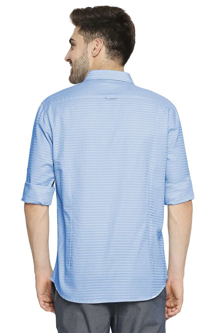 BASICS SLIM FIT AIRY BLUE DOBBY SHIRT