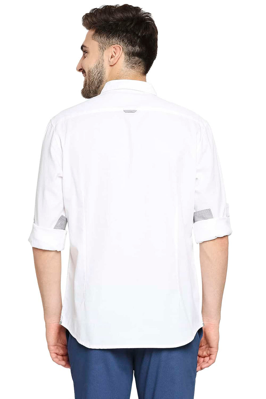 BASICS SLIM FIT BRIGHT WHITE CREPE SHIRT