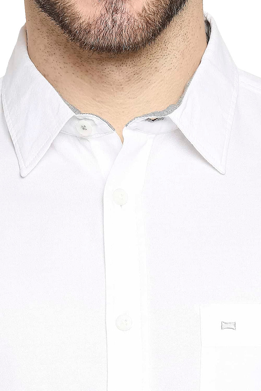 BASICS SLIM FIT BRIGHT WHITE CREPE SHIRT