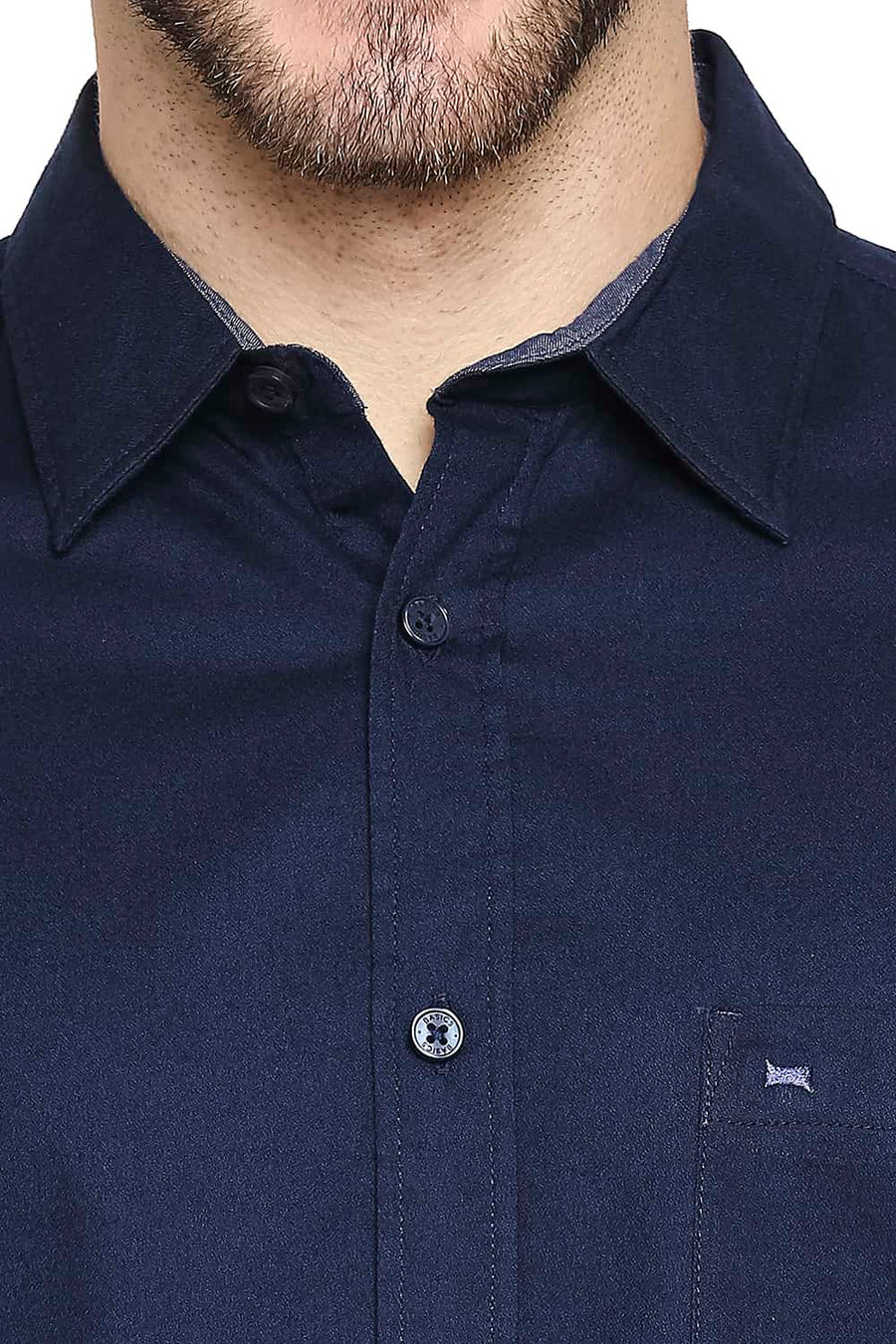 BASICS SLIM FIT MOONLIT NAVY CREPE SHIRT