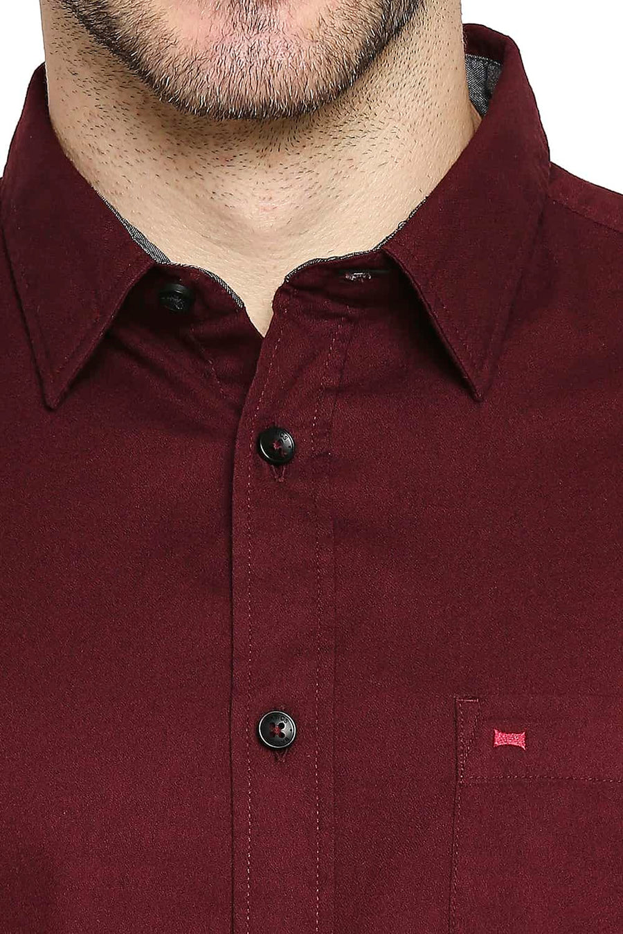 BASICS SLIM FIT TAWNY MAROON CREPE SHIRT