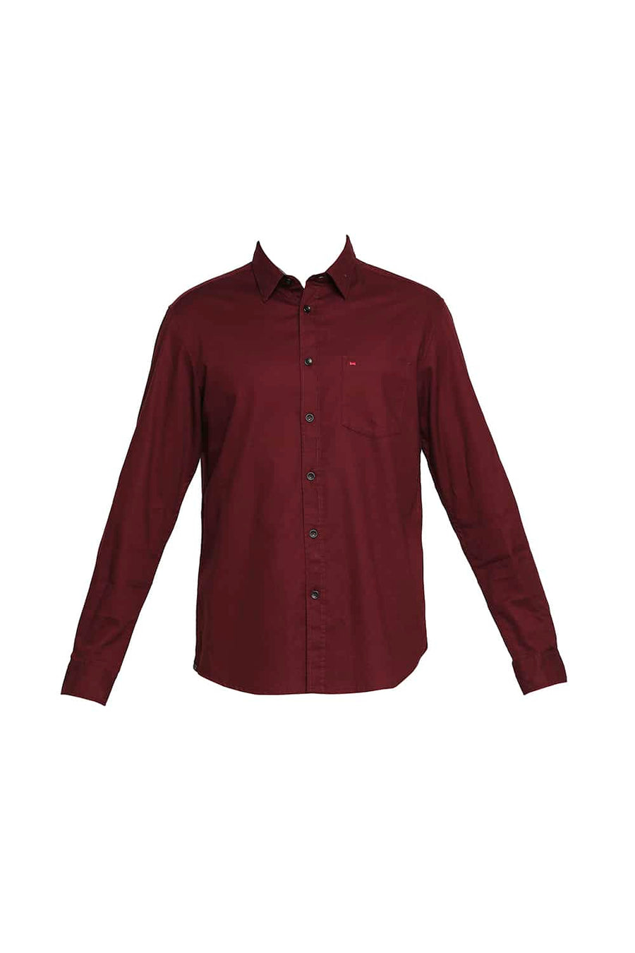 BASICS SLIM FIT TAWNY MAROON CREPE SHIRT