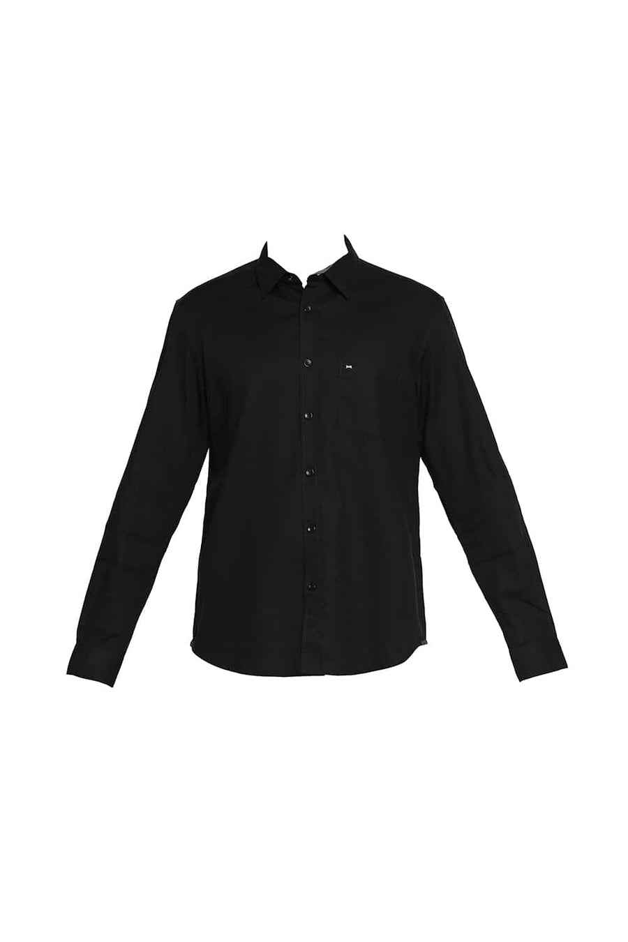 BASICS SLIM FIT LIMO BLACK CREPE SHIRT